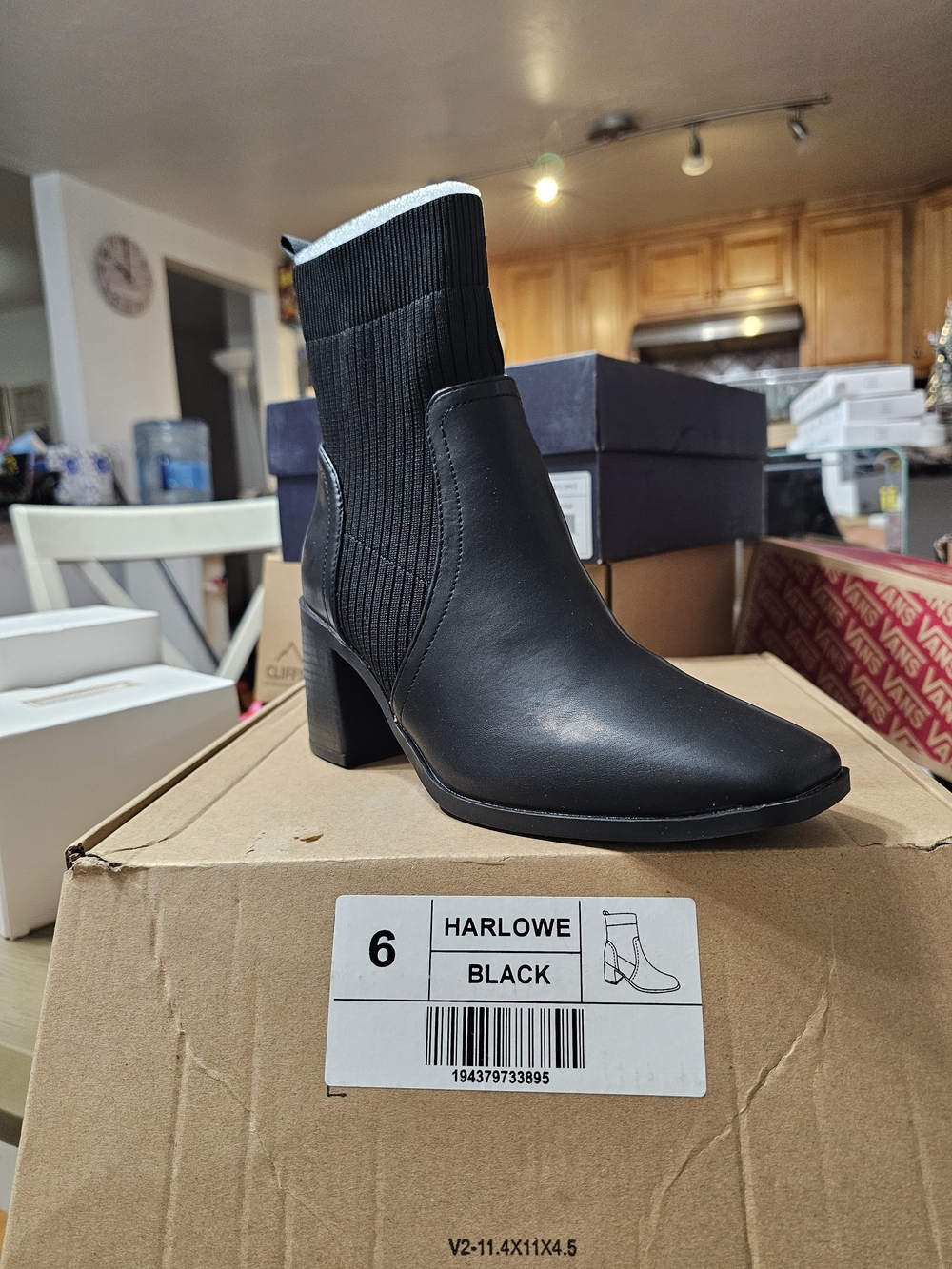Journee Collection Black Rib-Knit Ankle Boot with Block Heel